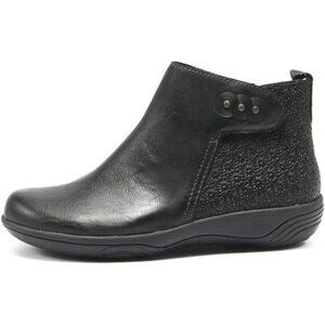 Halsa Footwear Black Leather Ankle Boots Textured Detail Cushioned Insoles Sz 8